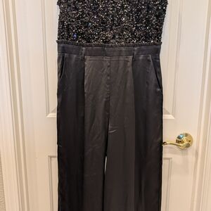 Chic Black Sequin Jumpsuit With Top Half In Sequin. Never Worn.